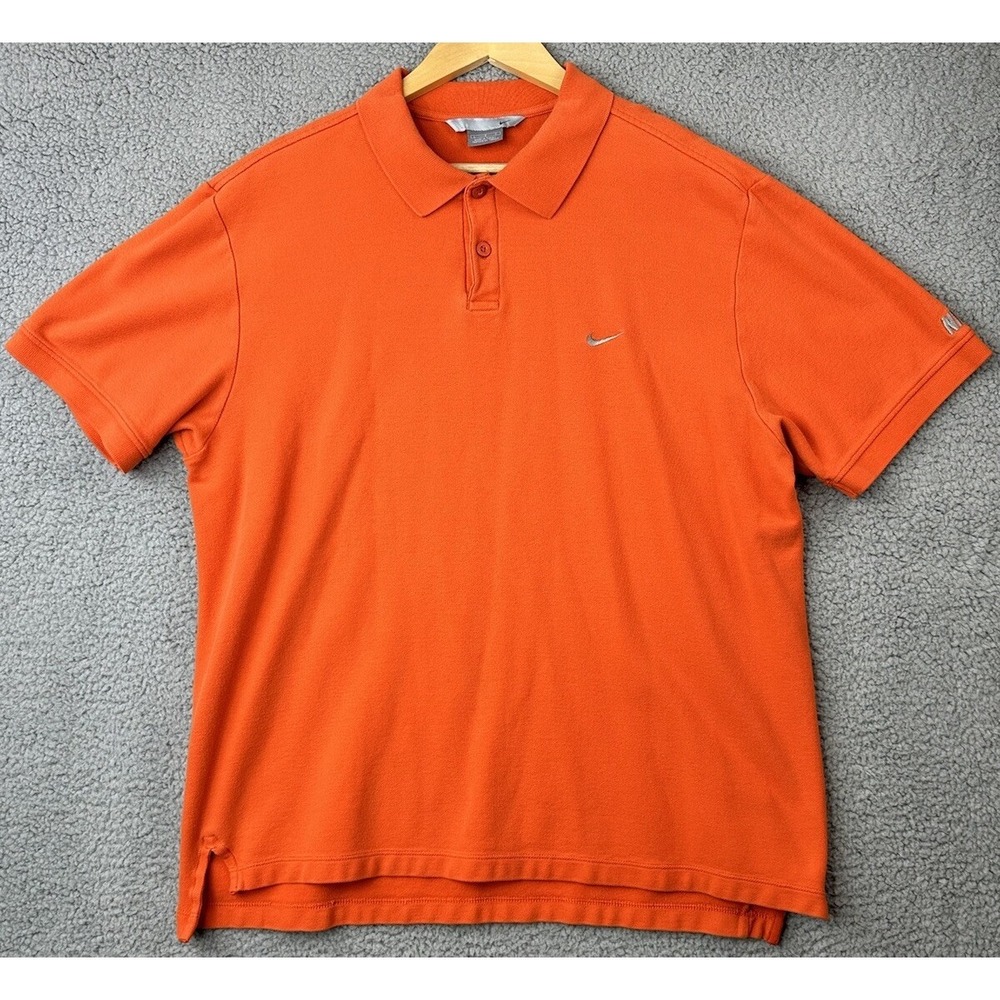 VINTAGE Nike Polo Shirt Mens Large Orange Short Sleeve Golf Shirt